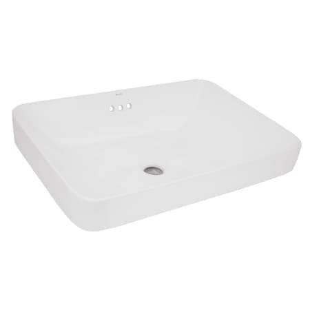 Ruvati 23 x 16 inch Semi-Recessed Drop-in Topmount Bathroom Sink Rectangular Porcelain Ceramic White RVB0824WH